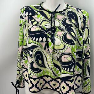 Crown & Ivy medium long sleeve retro print long sleeve top